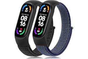 Mugust 2 bransoletki do Xiaomi Mi Band 7/Mi 6/Mi Band 5/Mi Band 4/Mi Band 3, regulowany, rozciągliwy nylonowy pasek zamienny do Xiaomi Mi Band 3/4/5/6/7