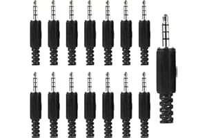 Greluma 15 Pcs Prise Jack réparation de Remplacement TRRS 3,5mm,Prise mâle stéréo 4 pôles 1/8",connecteur câble Audio Type à souder 3,5mm pour réparation câble Casque/Casque/écouteur/Microphone DIY