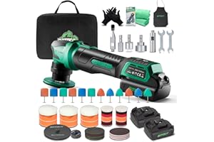 BATOCA S4 Lucidatrice professionale Batteria,Rotativa Orbitale,25mm/75mm Tamponi,Lucidatrice per Auto,Kit Lucidatura Multiuso,Motore Senza Spazzole,2 Batterie 12V 2.5Ah,4 Velocità 2000-5500RPM