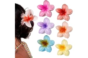 ‎BH-MISSTARS 6 Stück Blumen-Haarklammern, Flower Hair Claw Clips, Große hawaiianische Blumenklammer für Frauen, Rutschfest Blumen Haarspangen Damen für Dünnes Dickes Haar