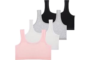 Lancry 4 reggiseni per ragazze, in morbido cotone, per bambine dai 7 ai 12 anni, senza ferretto, reggiseno sportivo per ragazze e adolescenti