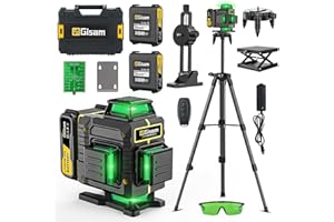 GISAM Kreuzlinienlaser mit Stativ,Multifunktionaler 4D-Laser mit 16 Linien, Fadenkreuz-Laser Wasserwaage, Bau Fadenkreuz Laser Wasserwaage,2 * 4800 Li-Ionen-Akku mit Ladeanschluss Typ C