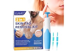 PEPHUCA Bolígrafo removedor de etiquetas de piel automático: kit de eliminación 2 en 1 actualizado, aplicación fácil en minutos, eliminación segura e indolora de tamaño pequeño a grande (2 a 8 mm)