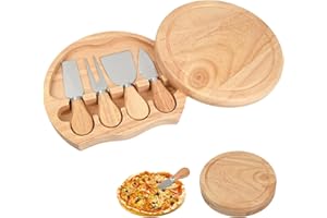 Vesaneae 4 Pièces Ensemble de Couteau à Fromage, Plateau de Fromage en Bois, Cheese Couteaux et Fourchette, Inox Couteau a Beurre, pour Sandwichs Au Beurre Petit- Déjeuner Au Fromage