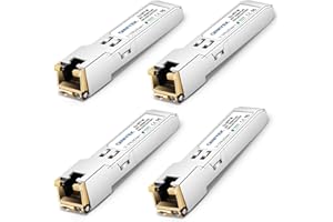 QINIYEK 1.25G SFP-T, 1000BASE-T RJ45 SFP de Cobre para Cisco GLC-T/SFP-GE-T, Ubiquiti UF-RJ45-1G, Netgear, Supermicro, hasta 100 m (Paquete de 4)