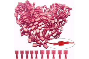 CEEYSEE 100 Pezzi Connettori Elettrici Rapidi Kit Terminali a Crimpare Nylon Di Connettori Femmina e Maschio – Per Cavi Da 0,5 – 1,5 mm² (Rosso/YNSH)