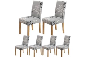ARNTY Coprisedie con Schienale 6 Pezzi/4 Pezzi,Coprisedia Elasticizzato,Universale Lavabile Coprisedia Elastico con Schienale per Sala da Pranzo,Hotel,Ristorante (Foglia, 6 Pezzi)