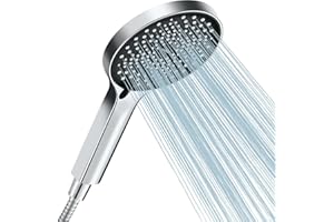 Cobbe Soffione per Doccia con Tubo, Doccino per Doccia a Risparmio Energetico, Grande Soffione a Pioggia, Aumento Della Pressione, Doccione per Doccia con 3 Tipi di Getto, Nero/Cromato