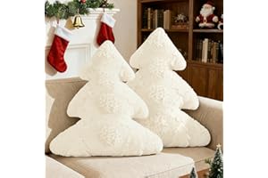 Lanpn Zestaw 2 Poduszka świąteczna, Płatek śniegu i Choinka Poduszka Choinka Świąteczna, świąteczna dekoracja, zimowe poduszki dekoracyjne do salonu sypialni na kanapę Łóżko (Biały, 40.5x45.5cm)