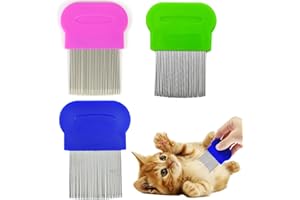 OZMW 3 Pcs Lice Comb, Long Metal Tines Flea Comb Lice Combs, for Removing Lice Cracks and Dandruff for All Hair Types, for Pets