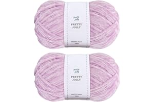 Pretty Jolly Lot de 2 écheveaux de fil chenille doux en velours fantaisie pour crochet, tissage, loisirs créatifs, couverture - Pour tricot - 2 x 255 m - Violet