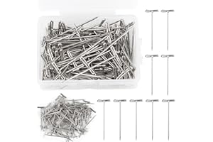RIDDUR 100 pezzi spilli per parrucche, aghi per parrucche, aghi a T da 27 mm, spilli a T per parrucche, aghi per parrucche per realizzare lavori a maglia fai da te