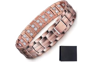 HOKIAMCN Copper Bracelets for Men,99.9% Copper Magnetic Bracelet with 46pcs Magnets Magnetic Bracelet Adjustable, Adjustable Tool & Gift Box