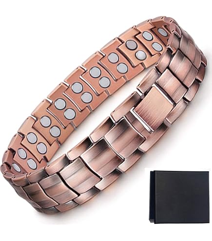 Bracciale In Rame Magnetico Terapia Donna - 30 Magneti 1200 Gauss, 19 Cm X 10 Mm - Per Sollievo Da Artrite E Dolori, Aumento Energia
