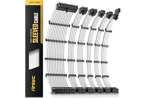 Antec Kabel zasilający z tuleją / 24-pinowy ATX /4+4-pinowy EPS/8-pinowy PCI-E / 6-pinowy zestaw przedłużaczy PCI-E PSU o długości 30 cm z grzebieniami, biały (11,8 cala/30 cm)
