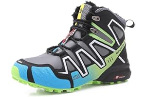 WYUKN MTB Cycling Shoes ，Men Motorcycle shoes Waterproof Trekking Bicycle shoes Outdoor hiking sneakers jogger man,Green-47EU