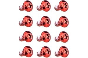 T TAKONE Lot de 12 vis de frein à disque de vélo M5 x 10 mm anodisées T25 pour VTT, vélo de route, VTT (rouge)