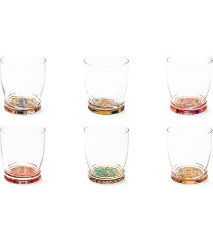 Oosterse versierde theeglazen, set van 6 glazen Laman kleurrijk goud