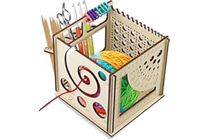 EULERYOO All-in-Ones Garnschale für Wolle aus Holz，Garnschale Zum Stricken, Garnaufbewahrung Organizer Häkelschale，Multifunktionaler Garnhalter zum Stricken，Garnaufbewahrungsorganisator für Häkelliebhaber