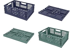 Spesh 4 Piezas Cajas Almacenaje Cocina Cajas Plegable Plastico Cesta Plegable para Armarios, Cajones, Estanterías(2*Azul+2*Verde oscuro, 40*30*15cm)
