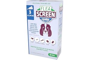 FLEA SCREEN Combo Medium Dog, 3 Pipettes - Spot-On Flea Treatment for Medium-Sized Dogs (10-20kg Body Weight) - Kills Fleas, Flea Eggs, Ticks - Provides Up to 8 Weeks Protection
