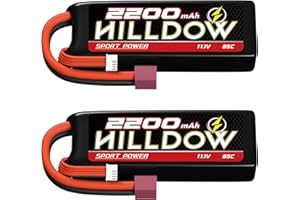 HILLDOW 11.1V 3S Lipo Battery 85C 2200mAh with T Connector RC Battery Softcase for RC Airplane RC Quadcopter Helicopter Drone FPV(2packs)