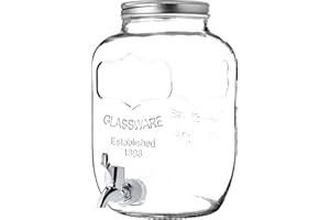 KADAX Getränkespender aus Glas, 4L, Wasserspender mit Zapfhahn und Deckel, Saftspender, Limonadenspender, Glaskanne, Zapfhahnflasche, Trinkspender für kalte Getränke, Dispenser