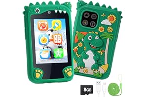Wikay Téléphone pour Enfants, Telephone Portable pour Enfant avec Double Appareil Photo, Smartphone pour Fille Garçon, avec 20 Jeux Podomètre Lecteur MP3, Cadeaux éducatifs d'anniversaire Noël Jouets