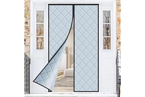 URBZUE Rideau de Porte Isolant Thermique 120 x 220 cm, Rideau de Porte Épaississant d'hiver en Coton, Rideau Anti Froid et Chaleur, Magnétique Auto-Absorbant, Phonique