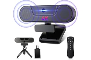 VIZOLINK V20 Webcam 4k con Micrófonos y Altavoces, Cámara PC con Control Remoto, Zoom óptico 3X, Autofocus, Reducción de Ruido, 112°Gran Angular, para Conferencia y Videollamada, Windows/MacOS/Linux