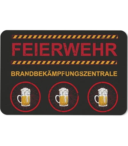 OM3 Fußmatte Mit Spruch – „Hier Wohnt EIN Feuerwehrmann“, 60x40 Cm, Rutschfest & Waschbar