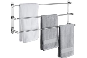 KES Handtuchhalter 3 Stangen Handtuchstange Edelstahl SUS 304 Badetuchhalter Handtuchregal Handtuch Halter Handtuchstangen Wandhalter Wandmontage Gebürstet, BTH202S75-2