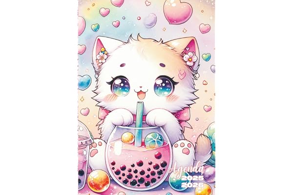 Agenda Scolaire: Kawaii Chat Mignon | Journalier, une Page par Jour | 12 x 17 cm | Pour Ecole Elémentaire, Collège, Lycée, Université, Etudiant | 280 pages | Couverture Souple | Pour fille, Ado