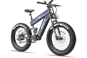FREESKY Dual Battery Electric Bike for Adults, 48V 41AH 160 Miles Long Range Dirt E Bike, 26" Fat Tire Fast Mountain EBike, Full Suspension & Hydraulic Brakes Electric Bicycle, UL 2271 Certified