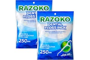 RAZOKO Dental Floss Picks High Pull Toothpicks Sticks, Professional Clean Floss Picks,Unflavored Disposable Flossers Refill Pack 500Pcs