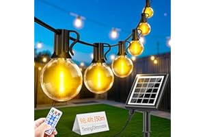 LIGHT-BRIGHTLY Solar String Festoon Lights Outdoor - Remote Control 30M / 98.4ft IP65 Waterproof LED Garden Lights Weatherproof Solar Powered Outside Light for Gazebo Pergola Patio