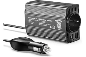 BESTEK Convertisseur 12V 220V 240V 300W Onduleur de Voiture Chargeur Allume-Cigare avec 1 AC Prise et 2 Ports USB 4,8A pour Pad Phone Tablette Voiture Camion et Plus-Métal Noir