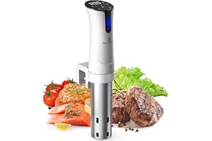 ‎BLITZHOME Sous Vide Garer, BLITZHOME Sous Vide Stick 1100W Berührungssteuerung mit Präziser Temperatureinstellung 25℃ bis 92,5℃ in 0,1℃ Schritten, Timer, Edelstahl Präzisions Tauchzirkulationsgerät, Rezepten