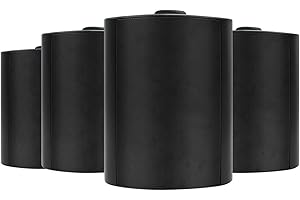 Herdio 5,25 Zoll Bluetooth Außen-Lautsprecher wasserdicht 600Watt mit Stereo-Verstärker verkabelt für Außenbereich Terrasse Garage Haus (4 Schwarze Outdoor-Lautsprecher)