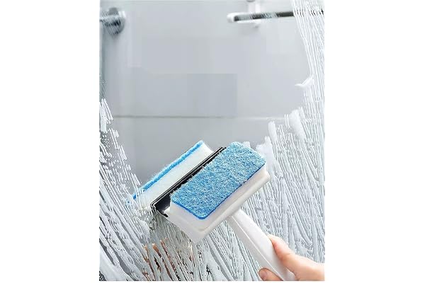 ARANKA Glass Cleaning Tools 2 in 1 Glass Wiper Cleaning Brush Mirror Grout Tile Cleaner.