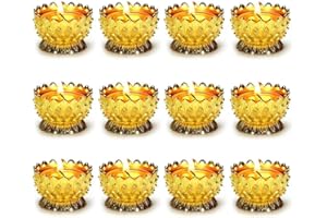 Sziqiqi 12-teiliger Lotus Butterlampenfassung, Multifunktionskerzenhalter, Gebetkerzenhalter, Utensilien zum Anbieten, Gold, Messing, Indoor, Religion und Spiritualität