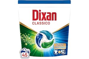Dixan DISCS 4in1 Classico Detersivo Lavatrice (45 Lavaggi), Capsule lavatrice per una pulizia profonda del bucato e freschezza igienica per la lavatrice, Rimuove le macchie da 20°C