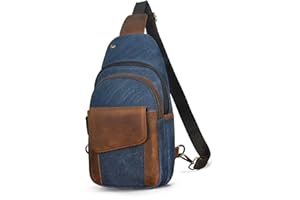 Handadsume lona + bolso diario de senderismo de cuero genuino, bolso de tirantes, bolso de hombro triangular, bolso de pecho masculino y femenino FB8013