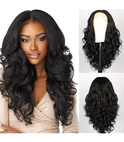 Perruque Synthétique Noire Longue Et Lisse Pour Femme - Avec Dentelle Et 4 Bonnets Inclus - Naturelle