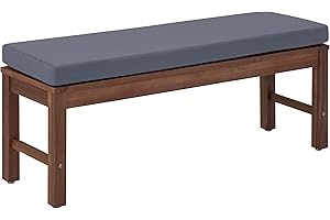 Amazon Aware - Banco para exteriores con acolchado, madera de acacia, acabado en nogal, capacidad de carga 102 kg