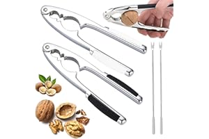 GILLTERWAY Nutcracker 4 Pcs Stainless Steel Nut Opener Tool Con Nut Needles, Nut Crackers Heavy Duty with Non-Slip Handle, Nut Crackersfor Walnut Hazelnut Almonds Pecan Seafood