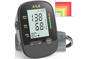 AILE Oberarm Blutdruckmessgerät für den Hausgebrauch,Digitale Blutdruckmessgeräte mit Verstellbar Große Manschette (22-42 cm) Automatisches Bluthochdruck Messgerät Einknopfbedienung