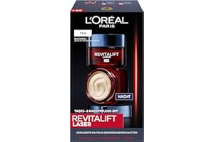 ‎L'OREAL PARIS L'Oréal Paris Gesichtspflege Set, Anti-Aging Tagespflege und Nachtpflege mit 3-fach Wirkung, Mit Pro-Retinol, Hyaluron und Vitamin C, Revitalift Laser X3, 2 x 50 ml
