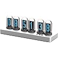Vastarry Nixie Tube Clock Glow Tube Clock IPS Color Screen Digital Clock with 6 Sets of Alarm Clocks, 7 Modes, 12 Customized Pictures, Web Control, no app Required (Silvery)