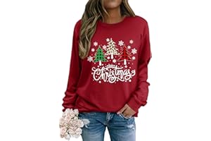 Yihelian Weihnachts Sweatshirt Damen Weihnachtspullover Merry Christmas Pullover Weihnachtsbaum-Grafik